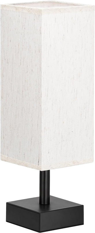 Small Table Lamp for Bedroom - Bedside Lamps for Nightstand, Minimalist Night Stand Light Lamp with Square Fabric Shade, Desk Reading Lamp for Kids Room Living Room Office Dorm - LeafyLoom