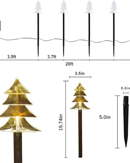 ILLUMINEW Christmas Solar Pathway Lights, Set of 5 Waterproof Landscape Christmas Lights, Stake Christmas Decorations, LED Lights for Yard Lawn Patio Walkway Decor (5PCS-Warm White-Tree) ILLUMINEW
