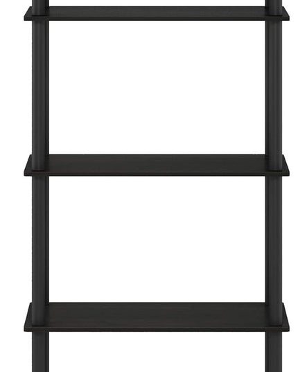 Furinno Turn-N-Tube 5-Tier Multipurpose Shelf / Display Rack / Storage Shelf / Bookshelf, Round Tubes, Espresso/Black - LeafyLoom