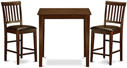 East West Furniture VERN3-MAH-LC Vernon 3 Piece Kitchen Counter Height Dining Set Contains a Square Pub Table and 2 Faux Leather Upholstered Chairs, 36x36 Inch - LeafyLoom