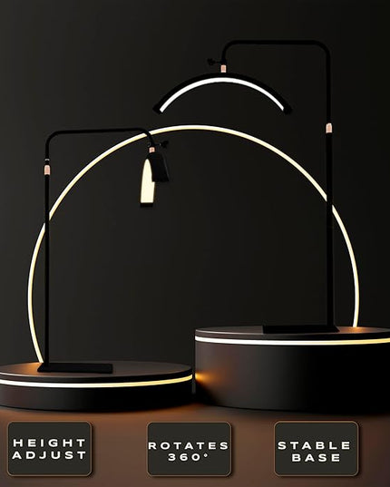 LED Floor Light, Half Moon Lamp for Lash Extension, Lighting for Beauty, Skincare, Lashes, Eyebrows, Filming Content Creation-Modern Black - LeafyLoom