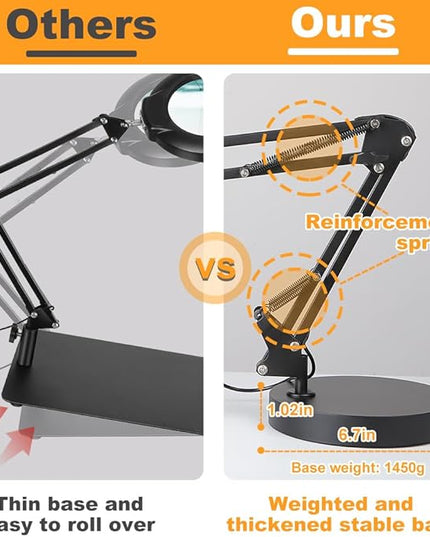 CHENBEN 10X Magnifying Glass with Light desk lamp 5 Color Modes Dimmable 2-in-1 Magnifying Glass with Light and Stand Adjustable LED Desk Lamp Hands Free for Reading Craft Repair Close Work - LeafyLoom
