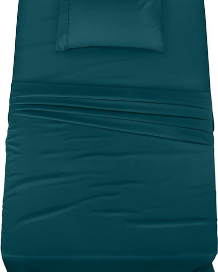Utopia Bedding Twin Bed Sheets Set - 3 Piece Bedding - Brushed Microfiber - Shrinkage and Fade Resistant - Easy Care (Twin, Teal) - LeafyLoom