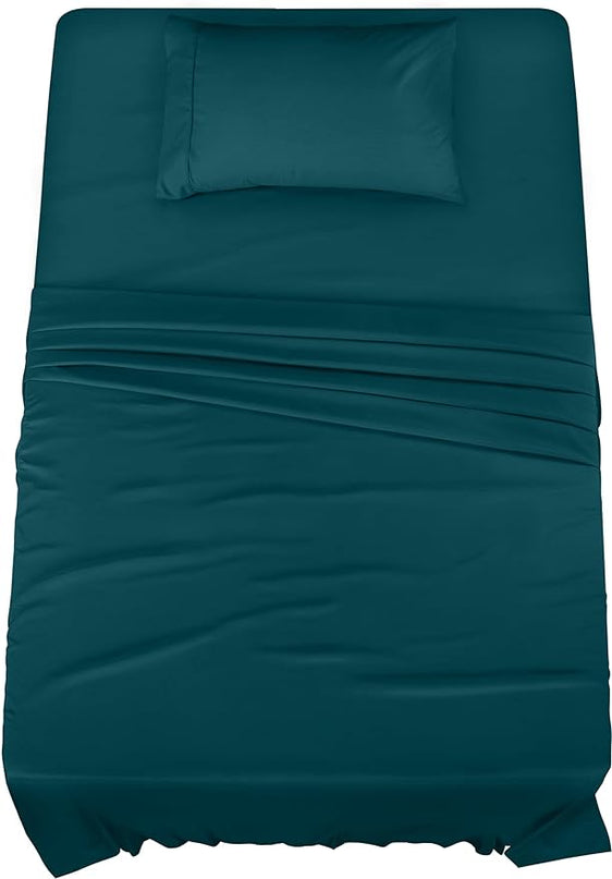 Utopia Bedding Twin Bed Sheets Set - 3 Piece Bedding - Brushed Microfiber - Shrinkage and Fade Resistant - Easy Care (Twin, Teal) - LeafyLoom