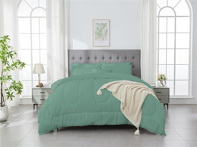 3 Piece Solid Color All Season Bedding Comforter Set Microfiber Soft Lightweight Bedding Set for Kids Teens Adults Room Decor with 1 Comforter and 2 Pillowcases Full - LeafyLoom
