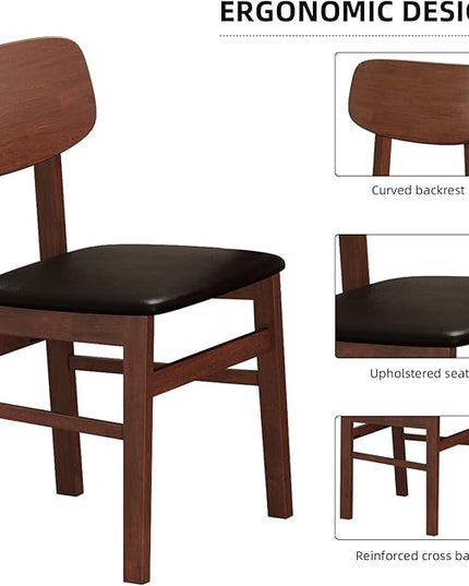 NicBex Dining Room Table Set for 4 Kitchen Table and Chairs 5 Pieces Dining Table Set 1 Dining Table and 4 Chairs Rustic Retro Solid Rubberwood Table for Home, Antique Brown - LeafyLoom