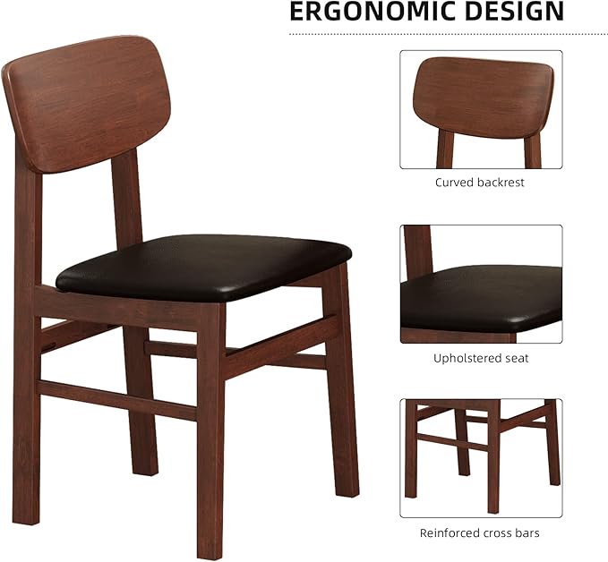 NicBex Dining Room Table Set for 4 Kitchen Table and Chairs 5 Pieces Dining Table Set 1 Dining Table and 4 Chairs Rustic Retro Solid Rubberwood Table for Home, Antique Brown - LeafyLoom
