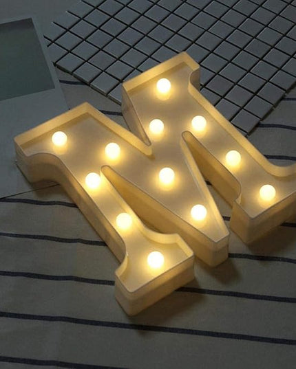 LED Marquee Letter Lights Sign 26 Alphabet Light Up Letters Sign for Night Light Wedding Birthday Party Battery Powered Christmas Lamp Home Bar Decoration (M) - LeafyLoom