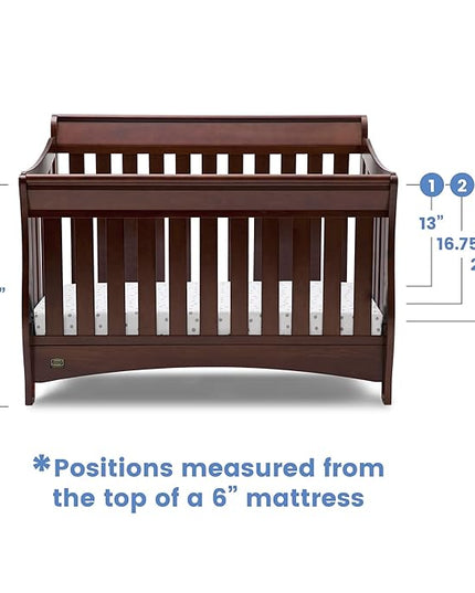 Delta Children Bentley S Series 4-in-1 Crib, Chocolate + Serta Perfect Slumber Dual Sided Recycled Fiber Core Crib and Toddler Mattress (Bundle) - LeafyLoom