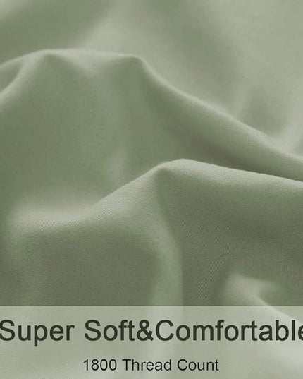 SONORO KATE Bed Sheet Set Super Soft Microfiber 1800 Thread Count Luxury Egyptian Sheets 16-Inch Deep Pocket，Wrinkle-3 Piece (Sage, Twin) - LeafyLoom