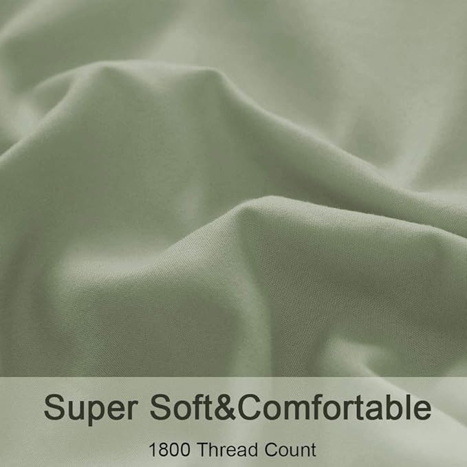 SONORO KATE Bed Sheet Set Super Soft Microfiber 1800 Thread Count Luxury Egyptian Sheets 16-Inch Deep Pocket，Wrinkle-3 Piece (Sage, Twin) - LeafyLoom
