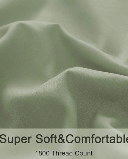 SONORO KATE Bed Sheet Set Super Soft Microfiber 1800 Thread Count Luxury Egyptian Sheets 16-Inch Deep Pocket，Wrinkle -3 Piece (Sage, Twin XL) - LeafyLoom