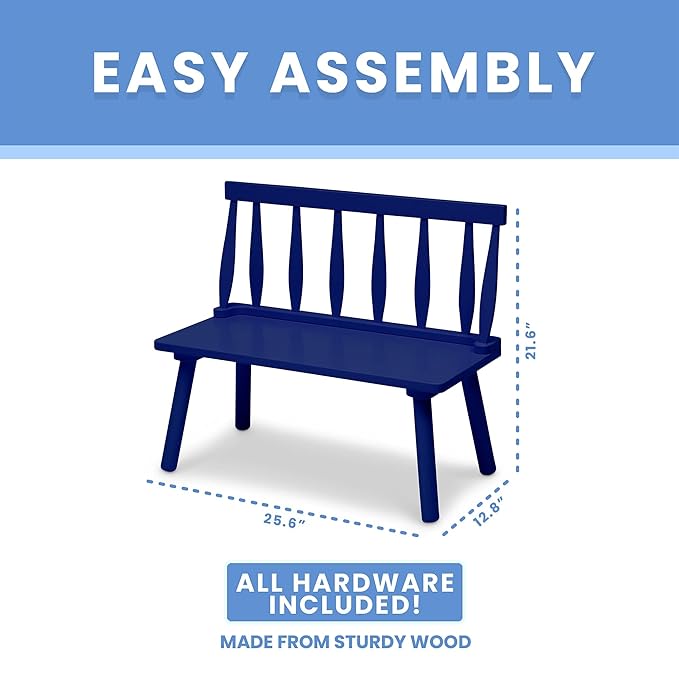 Delta Children Windsor Bench, Navy - LeafyLoom