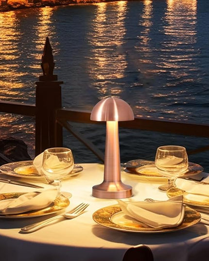 Portable LED Table Lamp, 3-Levels Brightness Metal Desk Lamp, 3 Color Touch Control Rechargeable Lamp, Night Light, Bedside Lamp,Dining Room Lamp (Rose Gold) - LeafyLoom