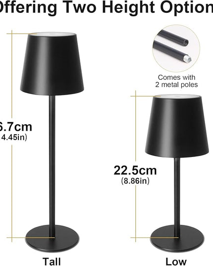 ORALUCE Cordless Table Lamp Rechargeable, Battery Operated LED Desk Lamp with USB Type-C Charging Port, 3 Color Stepless Dimming LED Lamp for Bedroom/Restaurant/Party/Coffee Shop/Camping/Bars, 2 Pack - LeafyLoom