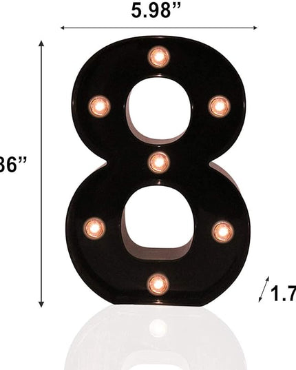 Light Up Black Alphabet Marquee Number Sign LED Marquee Number Lights Sign for Night Light Home Bar Christmas Lamp Birthday Party Wedding Decoration 8 - LeafyLoom