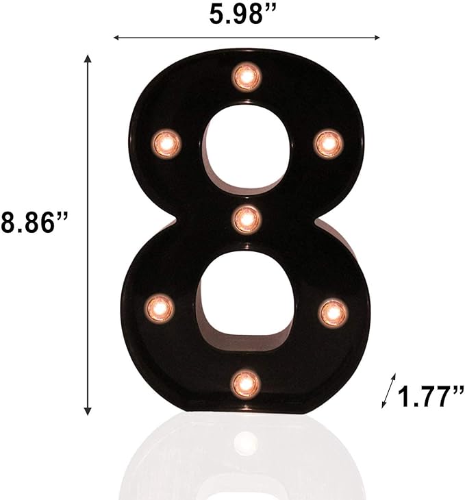 Light Up Black Alphabet Marquee Number Sign LED Marquee Number Lights Sign for Night Light Home Bar Christmas Lamp Birthday Party Wedding Decoration 8 - LeafyLoom
