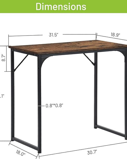 FurnitureR 31.5" Home Office Table Simple Style Computer Desk Laptop PC Writing Table Sturdy Metal Frames for Study Room, Rustic Brown - LeafyLoom