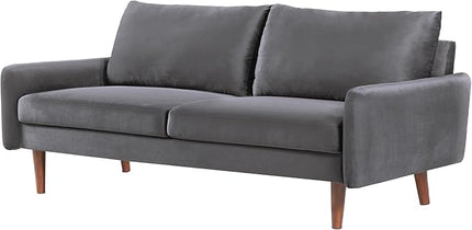 US Pride Furniture Kent Modern Velvet Sofa, Comfortable 3 Seater Couch for Living Rooms and Small Spaces, Ideal Studio Apartment Furniture with Sleek Design, Grey - LeafyLoom