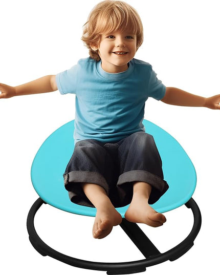 MIV Kids Sensory Swivel Chair, Autism Kids Swivel Chair, Sensory Spin Chair, Metal Base, Non-Slip Design, Blue, Assembly Required - LeafyLoom