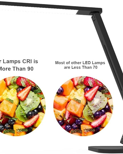 Desk Lamp, LED Dimmable Reading Light with Adjustable Lighting 5 Brightness Levels, 4 Light Colors and USB Charging Port Table Lamp (Piano Black) - LeafyLoom