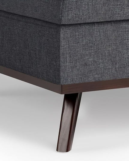 SIMPLIHOME Owen 36 Inch Wide Mid Century Modern Square Coffee Table Lift Top Storage Ottoman in Upholstered Slate Grey Linen look fabric, For the Living Room - LeafyLoom