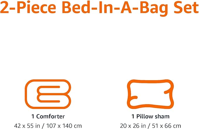 Amazon Basics 2 Piece Microfiber Kid's Comforter and Pillow Sham Set, Toddler, Bright Orange, Solid - LeafyLoom