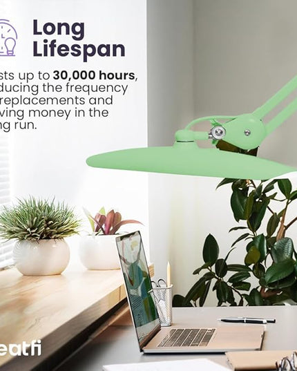Neatfi XL 2,200 Lumens LED Task Lamp, 24W Super Bright Desk Lamp, 117 Pcs SMD LED, 4 Level Brightness, Dimmable, Task LED Light for Home, Office, Workbench (Non-CCT, Midnight Green) - LeafyLoom