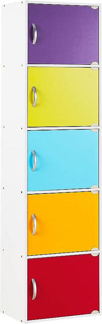 HODEDAH IMPORT Bookcase, Rainbow, 5 Door - LeafyLoom