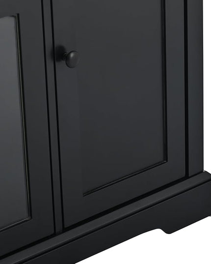 NicBex TV Stand for 65 Inch TV Modern TV Media Console Table with 2 Tempered Glass Doors Adjustable Panels,Entertainment Center with Storage for Living Room,59.8 Inch,Black - LeafyLoom