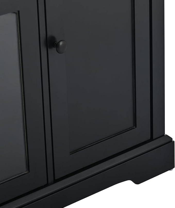 NicBex TV Stand for 65 Inch TV Modern TV Media Console Table with 2 Tempered Glass Doors Adjustable Panels,Entertainment Center with Storage for Living Room,59.8 Inch,Black - LeafyLoom