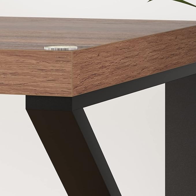 HSH Large Computer Desk, Industrial Modern Home Office Desk, Wooden and Metal PC Desk for Work Writing Study Gaming Bedroom, Farmhouse Vintage Computer Table Executive Workstation, Rustic Oak 60 Inch - LeafyLoom