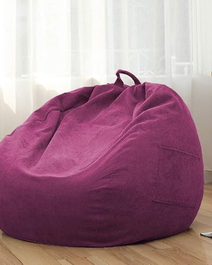 Stuffed Animal Storage Bean Bag Chair Cover (No Beans) for Kids and Adults.Soft Premium Corduroy Stuffable Beanbag for Organizing Children Plush Toys or Memory Foam Extra Large (RoseRed) - LeafyLoom