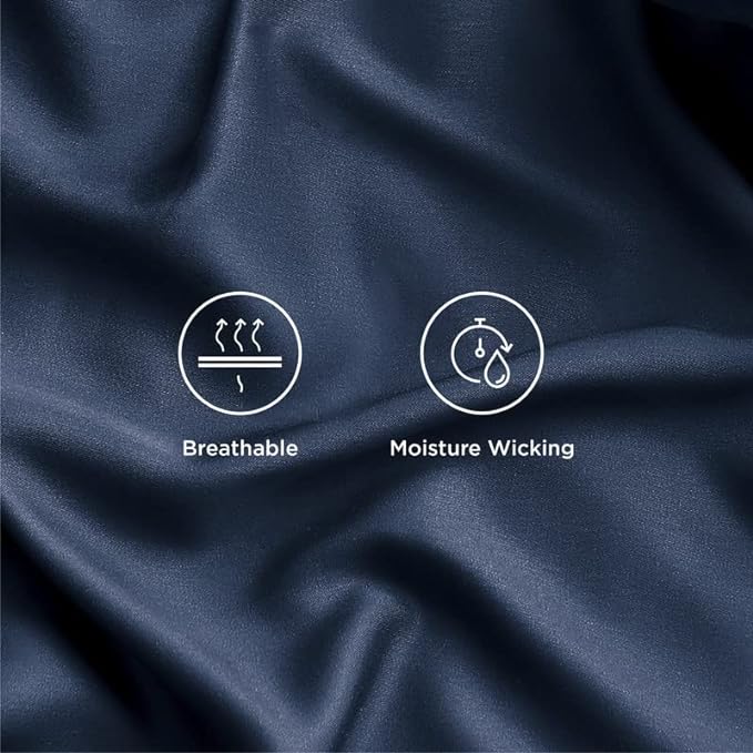 Bedsure King Size Sheet Set, Cooling Sheets King, Rayon Derived from Bamboo, Deep Pocket Up to 16", Breathable & Soft Bed Sheets, Hotel Luxury Silky Bedding Sheets & Pillowcases, Navy - LeafyLoom