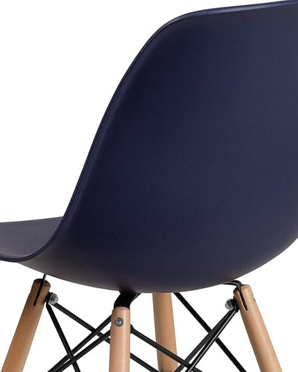 Flash Furniture Elon Series Navy Plastic Chair with Wooden Legs - LeafyLoom
