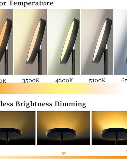 JOOFO Sky LED Floor Lamp,Folding Modern Torchiere Floor Lamp,Bright Dimmable Led Floor Lamp with Remote &Touch Control,5 Color Temperatures,Tall Standing Lamp for Living Room,Office,Bedroom,(Black) - LeafyLoom