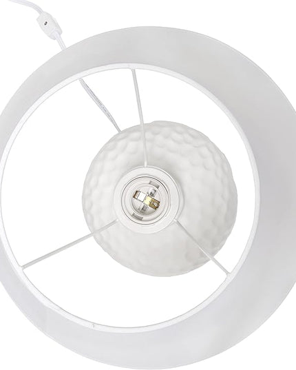 Simple Designs LT2004-WHT Hammered Stucco Curvy Ceramic Table Lamp, White - LeafyLoom