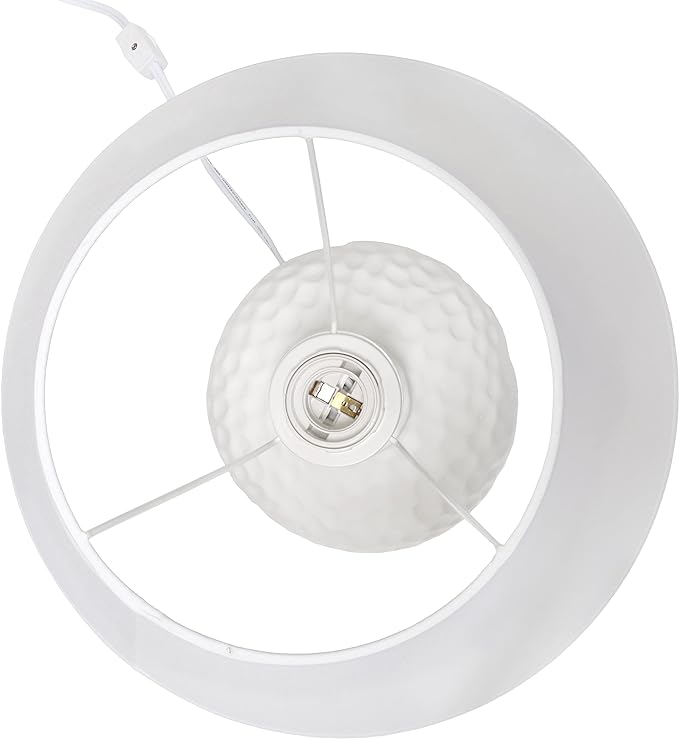 Simple Designs LT2004-WHT Hammered Stucco Curvy Ceramic Table Lamp, White - LeafyLoom