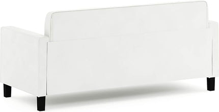 Furinno Brive Contemporary Tufted Faux Leather 3-Seater Sofa Couch for Living Room, White Faux Leather - LeafyLoom