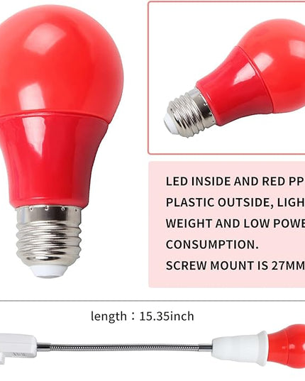 eTone Darkroom Safe Light Lamp E27 LED Screw Mouth Wall Light 360 Degree Desk Light with Switch - LeafyLoom