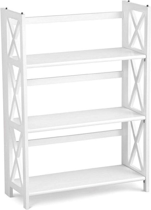 Casual Home Montego 3-Shelf White fold bookcase, 27.5" Wide - LeafyLoom