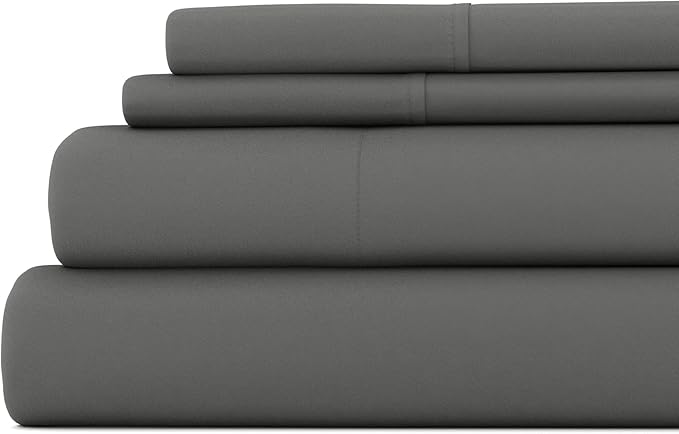 Linen Market Bed Sheets for Queen Size Bed (Gray) - Sleep Better Than Ever with These Soft and Cooling Queen Sheets - Deep Pocket Fits 16" Thick Beds - 4 Piece Queen Sheet Set - LeafyLoom
