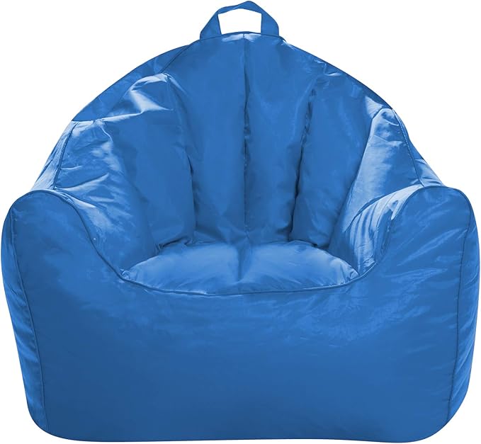 Posh Creations Structured Comfy Bean Bag Chair for Gaming, Reading, and Watching TV, Malibu Lounge, Soft Nylon-Royal Blue - LeafyLoom