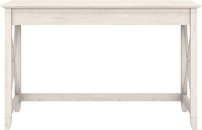 Bush Furniture Key West Writing Table for Home Office | Small Modern Farmhouse Desk, 48W, Linen White Oak - LeafyLoom