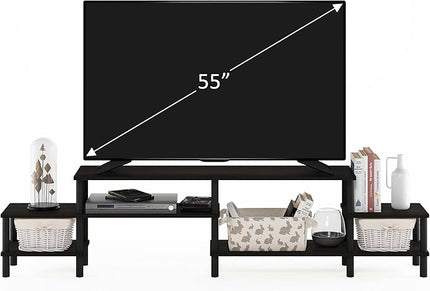 Furinno Turn-N-Tube Grand Stand for TV up, 78 Inch, Espresso - LeafyLoom