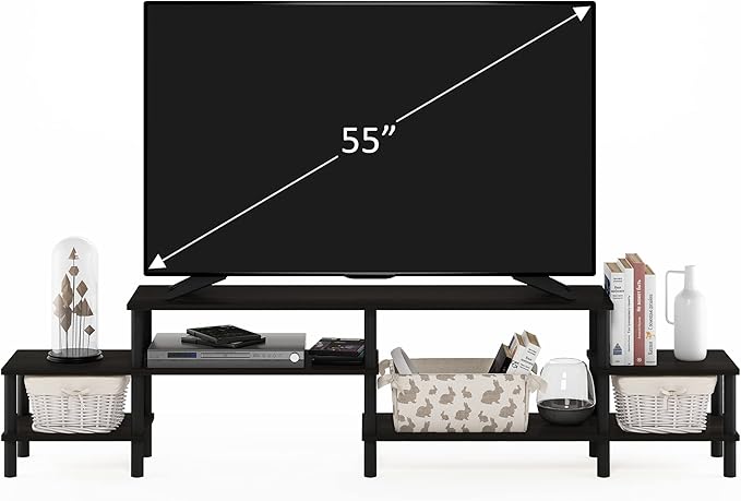 Furinno Turn-N-Tube Grand Stand for TV up, 78 Inch, Espresso - LeafyLoom