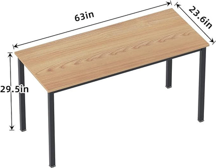 sogesfurniture Computer Desk 63 inches Large Size Office Desk Gaming Desk Computer Table with BIFMA Certification Sturdy Office Desk Writing Desk,Teak with Black Leg BHUS-AC3BB-160 - LeafyLoom