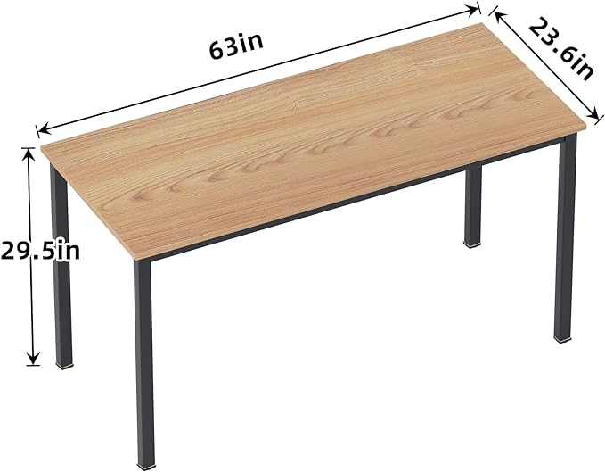 sogesfurniture Computer Desk 63 inches Large Size Office Desk Gaming Desk Computer Table with BIFMA Certification Sturdy Office Desk Writing Desk,Teak with Black Leg BHUS-AC3BB-160 - LeafyLoom