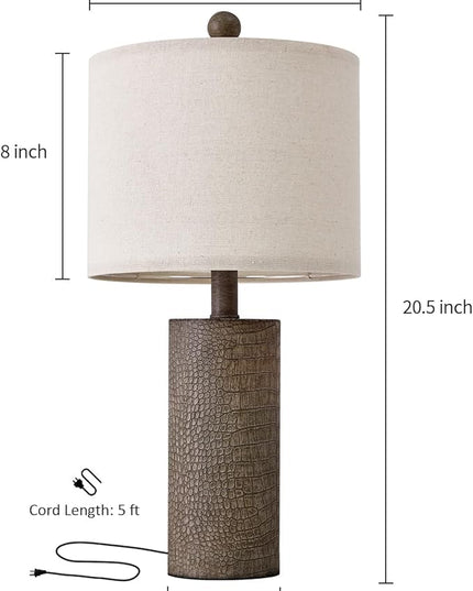 20.5" Farmhouse Lamp Single Resin Table Lamps for Living Room Bedroom Entryway Table Office Dorm Boho Nightstand Small Table Lamp Industrial End Side Table Lamps Gray - LeafyLoom