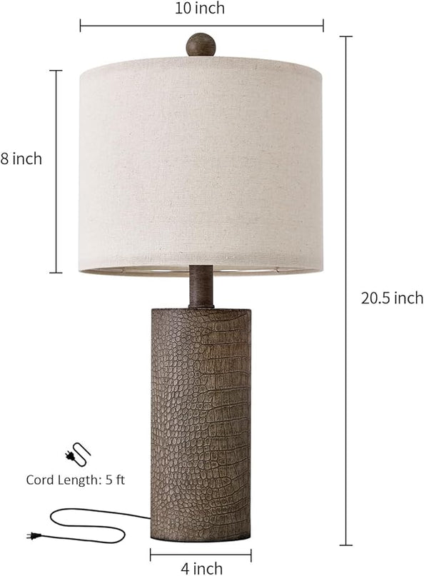 20.5" Farmhouse Lamp Single Resin Table Lamps for Living Room Bedroom Entryway Table Office Dorm Boho Nightstand Small Table Lamp Industrial End Side Table Lamps Gray - LeafyLoom